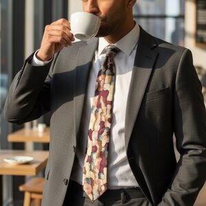 Etienne Aigner Burgundy and Cream Patterned Tie 100% Silk Vintage